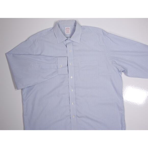 Brooks Brothers Madison Non-Iron Light Blue Striped Cotton Dress Shirt 17-33 - Picture 3 of 7